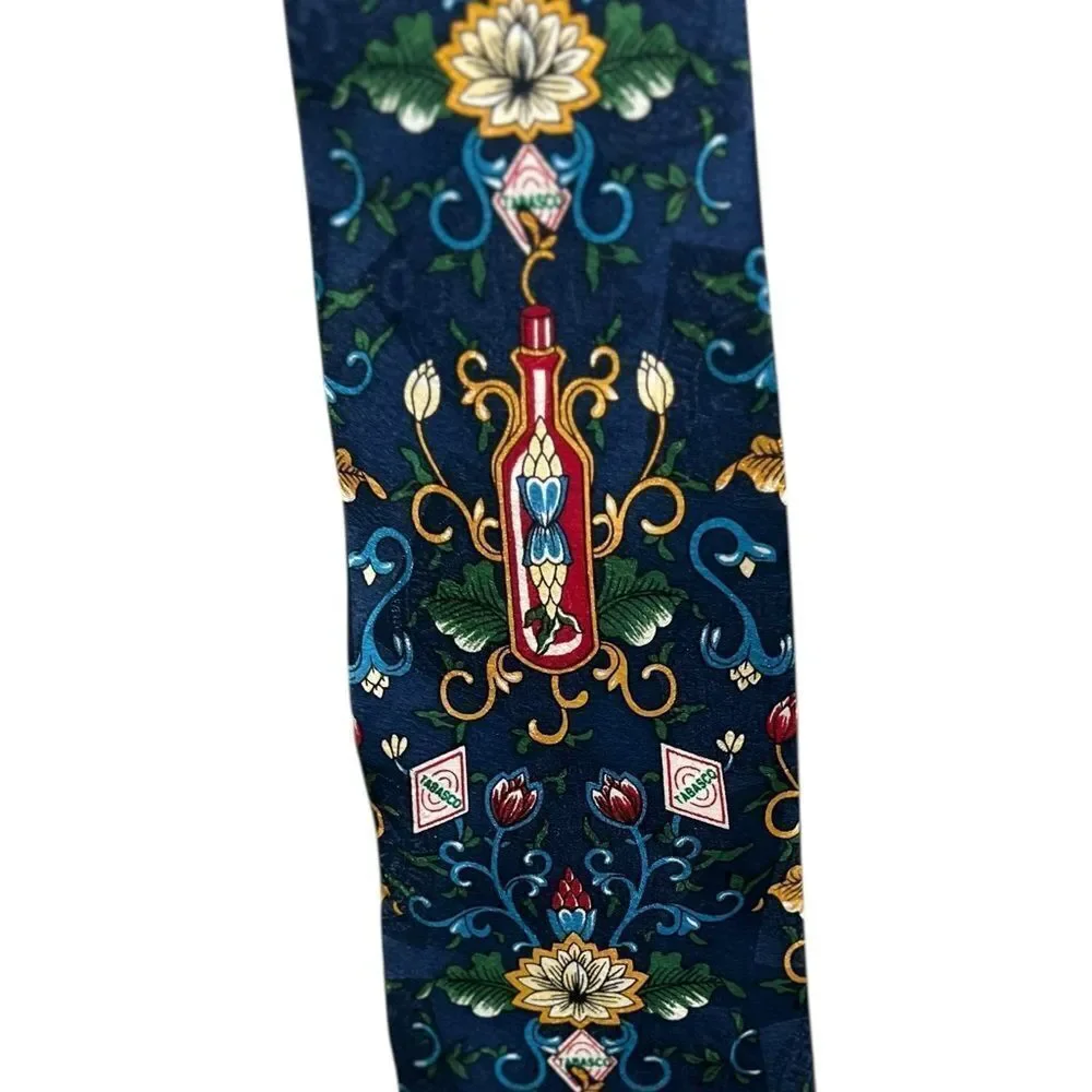 Tabasco 100% Silk Novelty Tie – Hot Sauce Bottle Pattern – Made in USA
